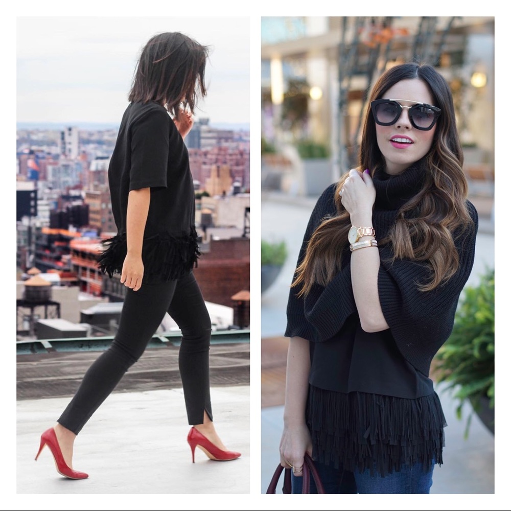 new banana republic crepe top with chiffon fringe